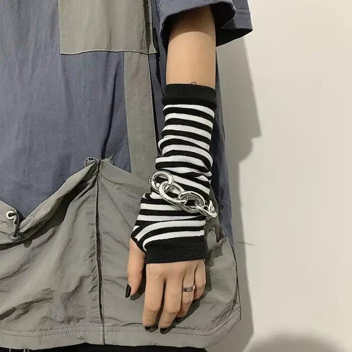 Gants chauds d'hiver à manches longues pour hommes et femmes, mitaines de coude tricotées Hip-Hop à