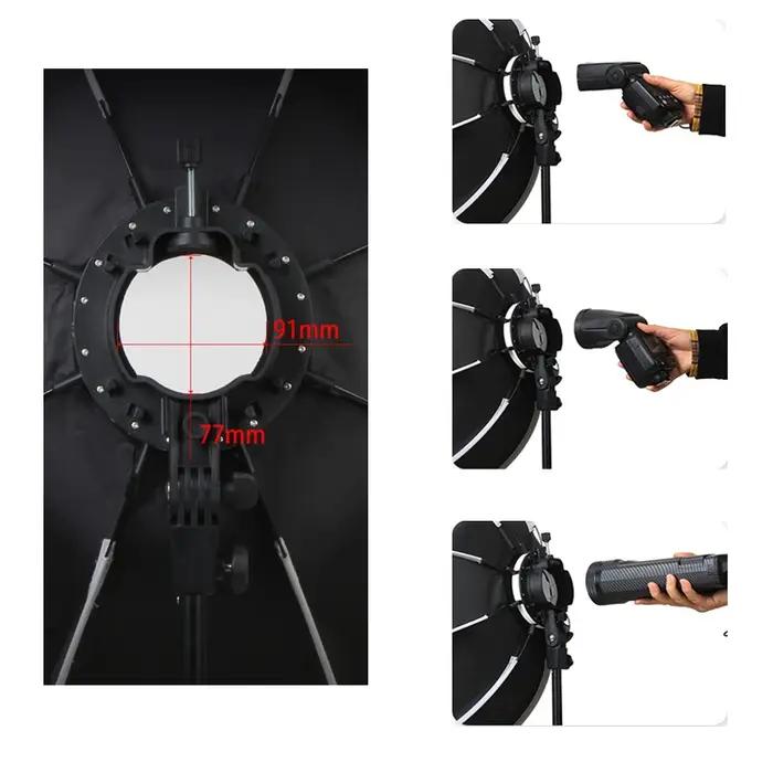 Triopo 90 cm universel extérieur parapluie octogonal Softbox avec grille en nid d'abeille Speedlite