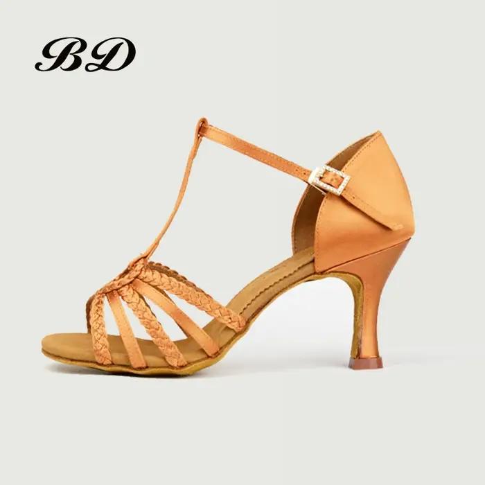 BDDANCE – chaussures de danse latine de qualité supérieure, en Satin importé, avec boucle en diamant