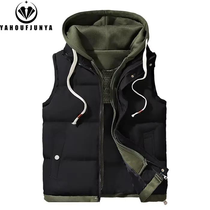 Hots automne hiver hommes en plein air coupe-vent épais chaud gilet hommes à capuche sans manches gi