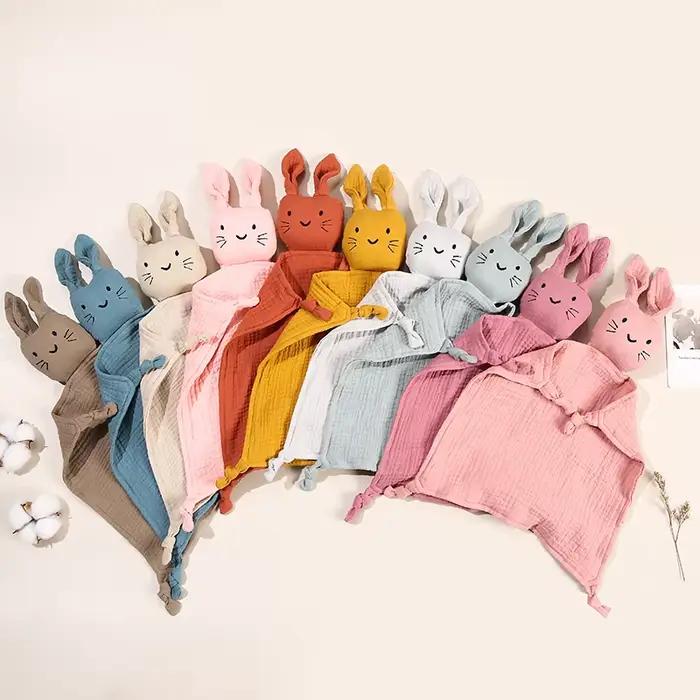 Couverture confortable en mousseline de coton pour bébé, poupée de chat mignon pour nourrissons, ser