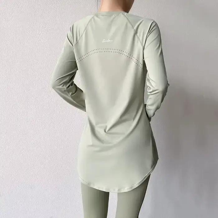 Nouvelle chemise de yoga ajustée à manches longues, vêtements de sport de course à pied d'exercice d