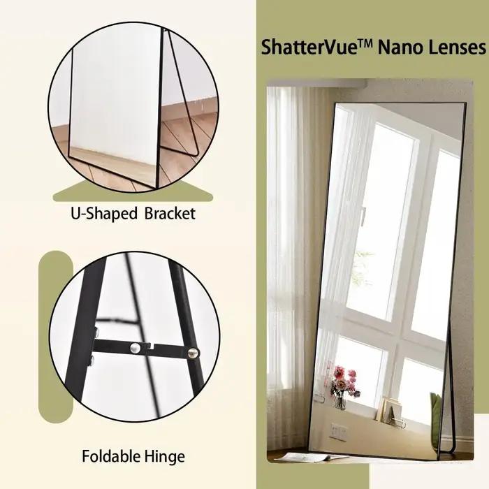 Miroir pleine longueur, 71 "x 26" sur pied suspendu ou penché contre le mur miroirs de sol Dressing
