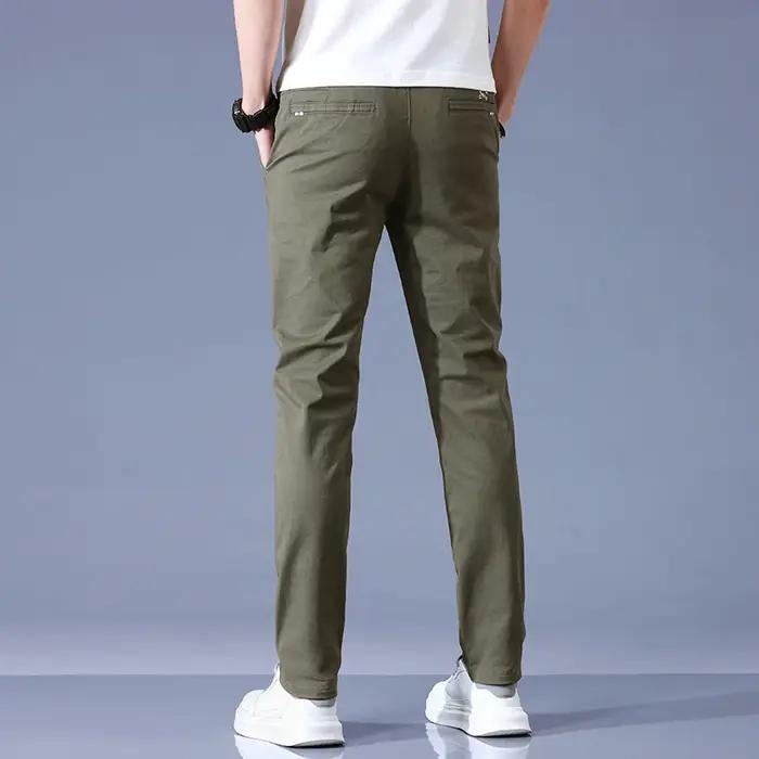 2025 nouveau haute qualité hommes mince pantalons décontractés taille moyenne Stretch travail pantal