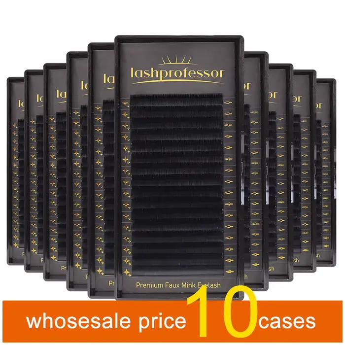 LASHPROFESSOR 10 plateaux/lot Extensions de cils 6-20mm Noir mat Faux cils individuels en cachemire