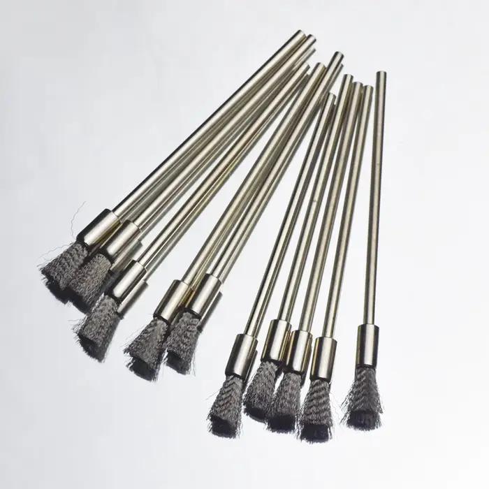 Embout de fil d'acier inoxydable, brosse en forme de stylo, tige d'extension de rayures en poils, ti