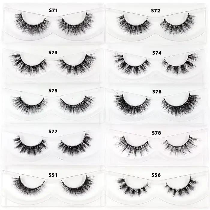 30/60/100 paires de cils de vison sans boîte cils de vison 3D courts faux cils de vison naturel en v