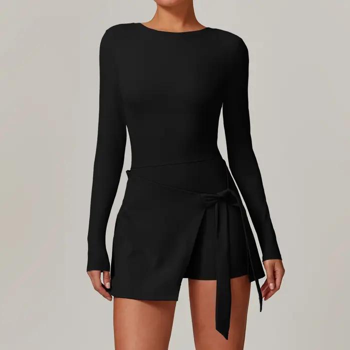Barboteuse dos nu ensemble à manches longues sport Fitness body siamois vêtements de sport femmes vê