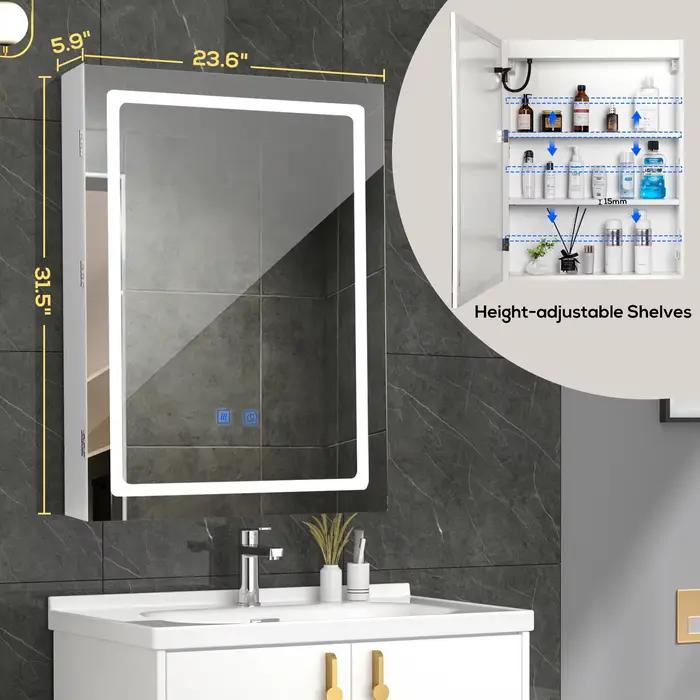 VOWNER HOMedicine-armoire avec lumières LED et miroir, avec étagère réglable, dél'offre buage, mode