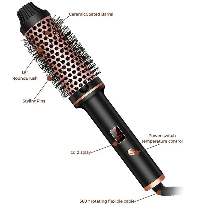 Brosse thermique brosse à friser ionique en céramique 1.5 pouces fer à friser chauffé volumateur dou