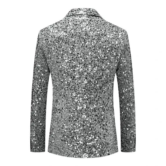 Veste à paillettes pour hommes, blazer à sequins imbibés d'or et d'argent, mode d'affaires, manteau