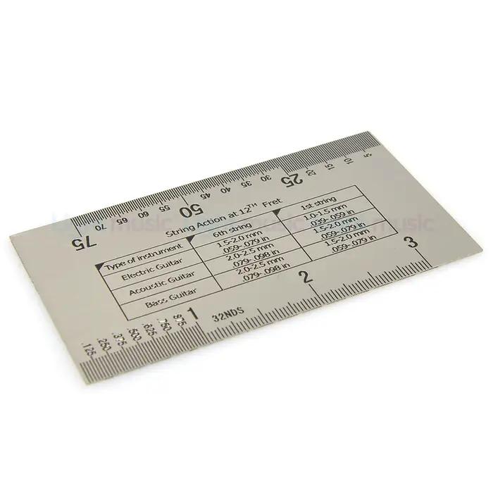Règle à cordes en acier inoxydable, jauge d'action pour guitare basse, argent