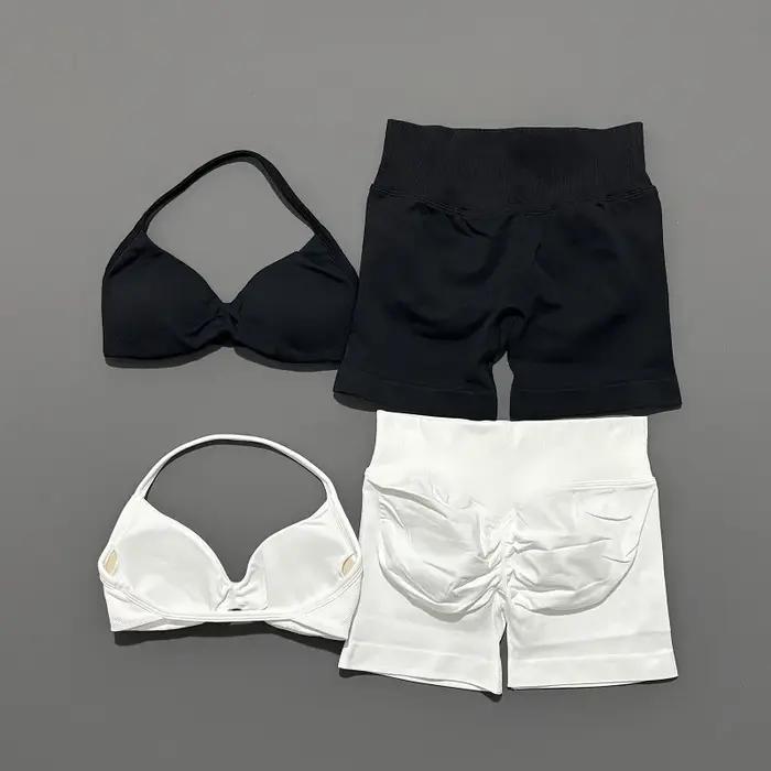 2 pièces Sport ensemble de gymnastique soutien-gorge à bretelles sous-vêtements Yoga court Sport Leg