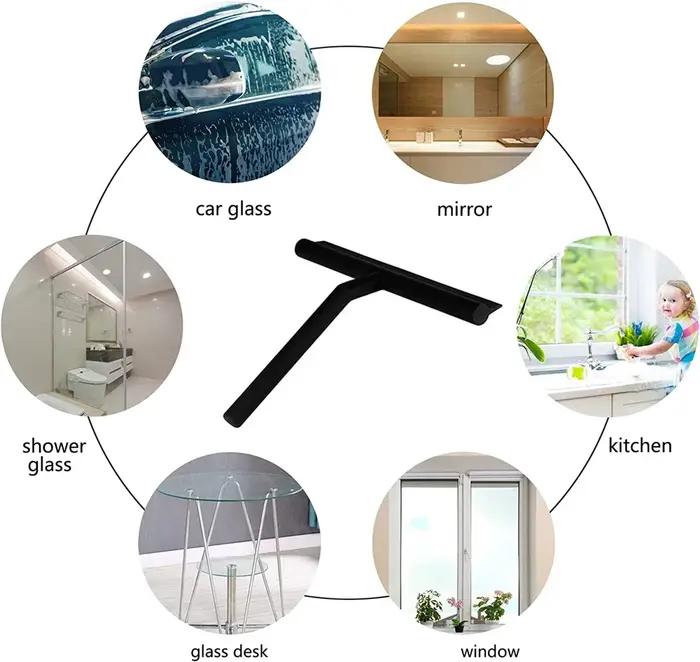 Raclette de douche pour porte en verre, grattoir mural de douche, nettoyeur avec support en Silicone