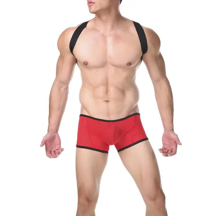 Hommes lutte Singlet respirant maille combinaison Fitness sport justaucorps sous-vêtements homme dos