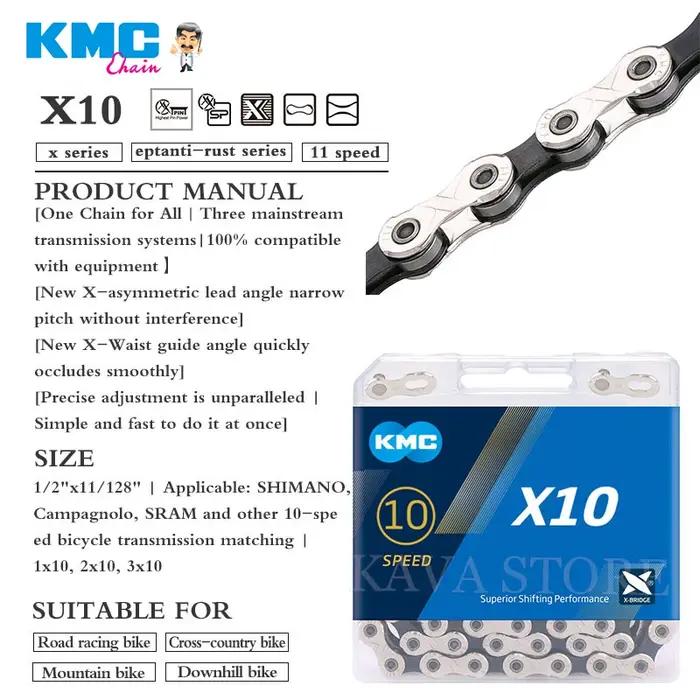 KMC – chaîne de vélo gris argenté, 116 maillons, pour SRAM 9s 10s 11, 9v 10v 11v