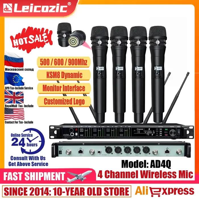 Leicozic microphone sans fil professionnel KSM11 KSM8 système Radio 4 canaux Microphone casque micro