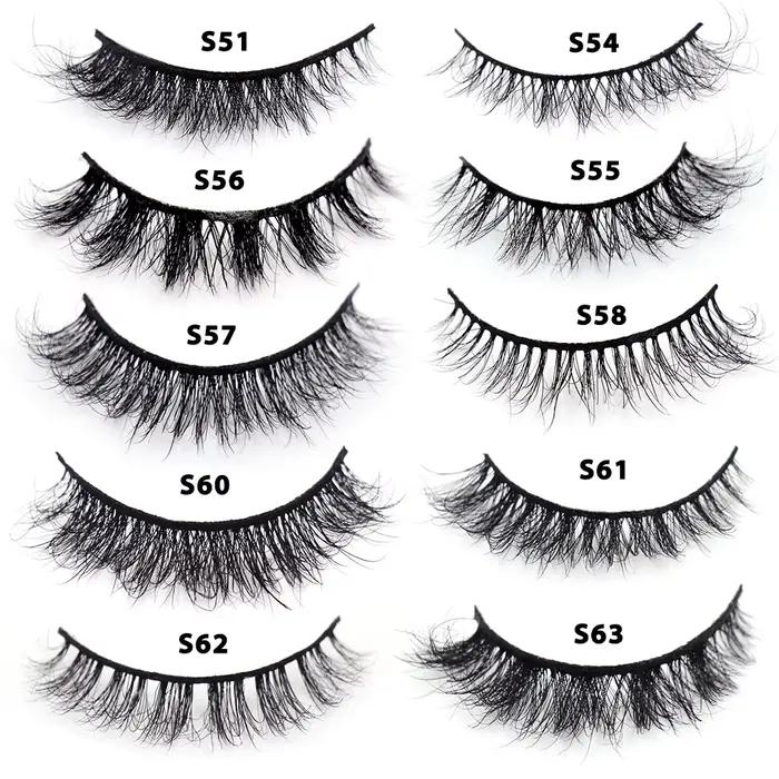 30/60/100 paires de cils de vison sans boîte cils de vison 3D courts faux cils de vison naturel en v