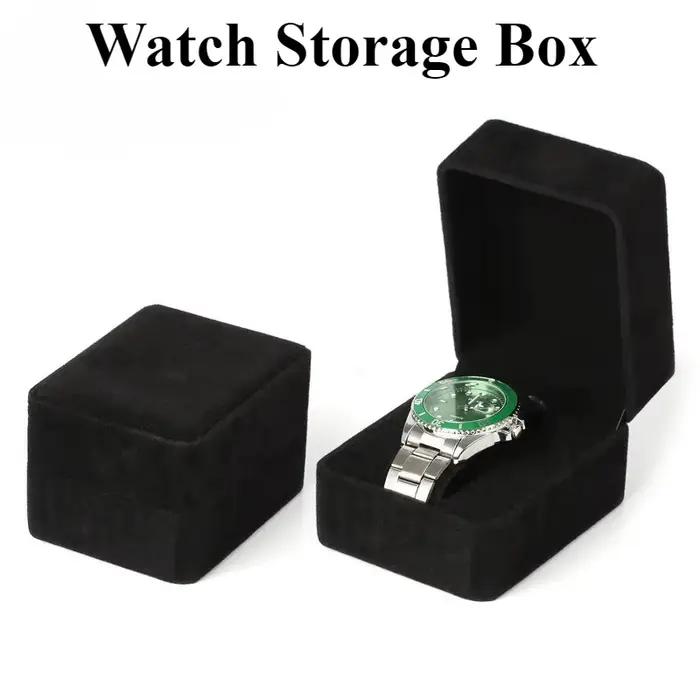 Boîte de montre en velours à coins ronds pour montres connectées mallette de rangement horloge accessoire de bijoux boites d'emballage affaires protection élégance sophistiquée présentation cadeau prestige occasions spéciales