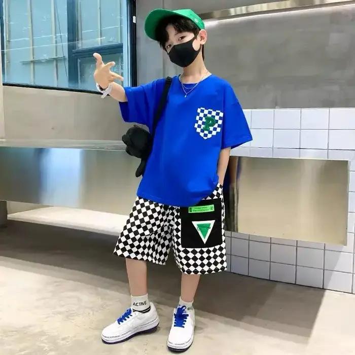 Ensemble de vêtements d'été pour garçons, 2 pièces, vêtements à manches courtes pour adolescents, T-