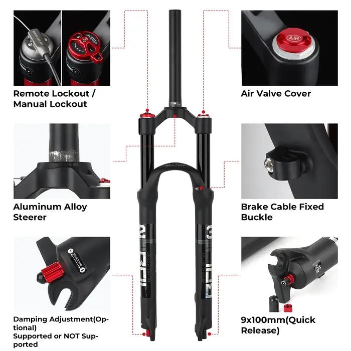 Fourche VTT BOLANY alliage magnésium suspension air - 26/27.5/29 pouces dégagement rapide