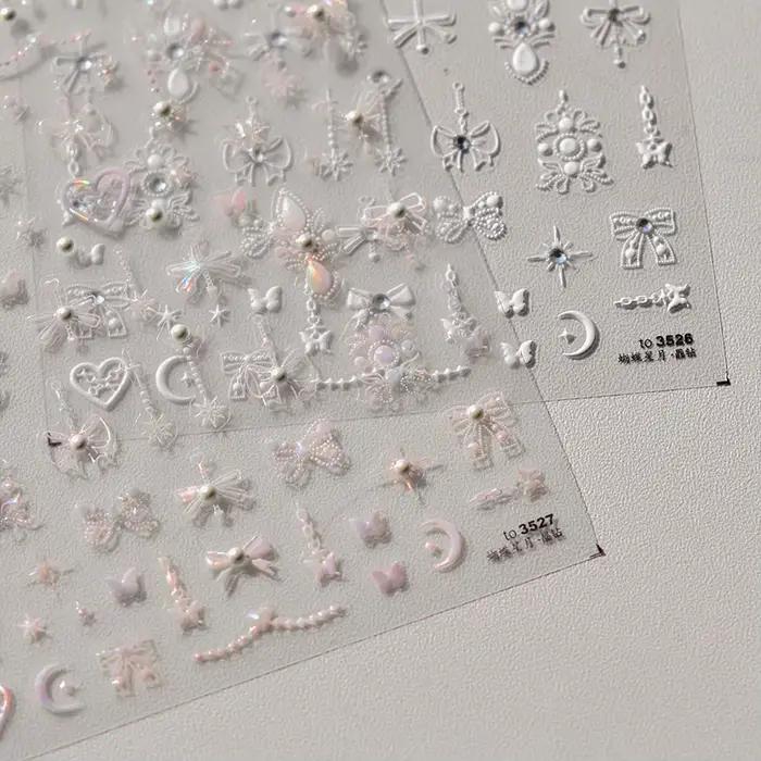 Autocollants pour ongles en cristal et diamant 5D, 1 pièce, stickers de décoration, laser, nœud papi