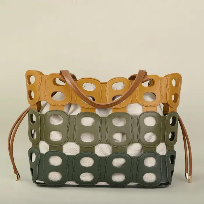 Sac bandoulière PG pour femme – Nouvelle collection de luxe, design épuré, motif ajouré, grande capa