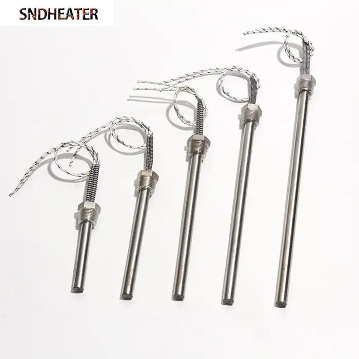 SNDHEATER 1KW Tube électrique à tête unique filetage DN15/21mm(1/2 ") 201SS Tube 12x100-200mm cartou