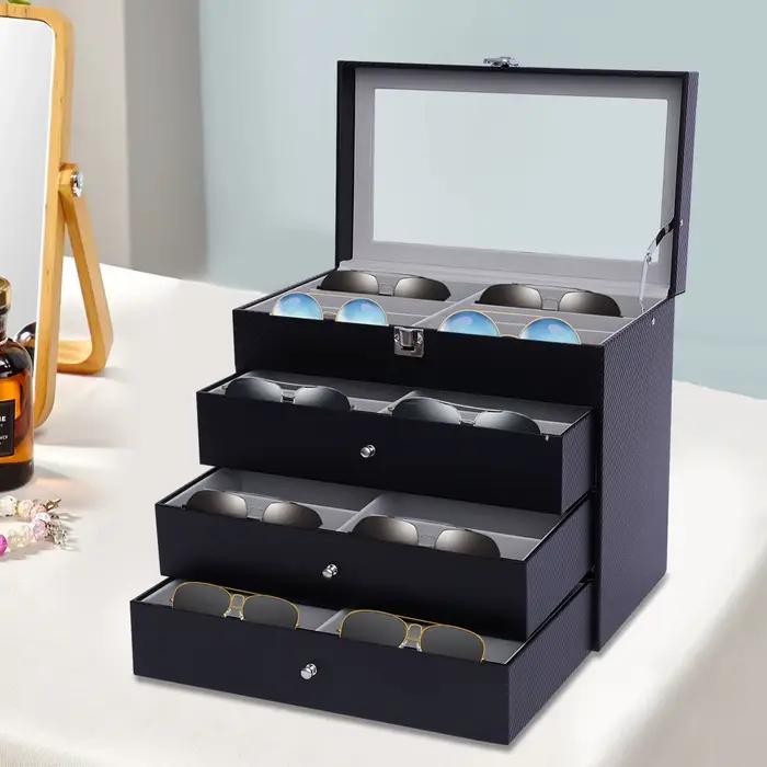 Boîte de rangement pour lunettes de soleil, porte-lunettes, étui à 24 grilles