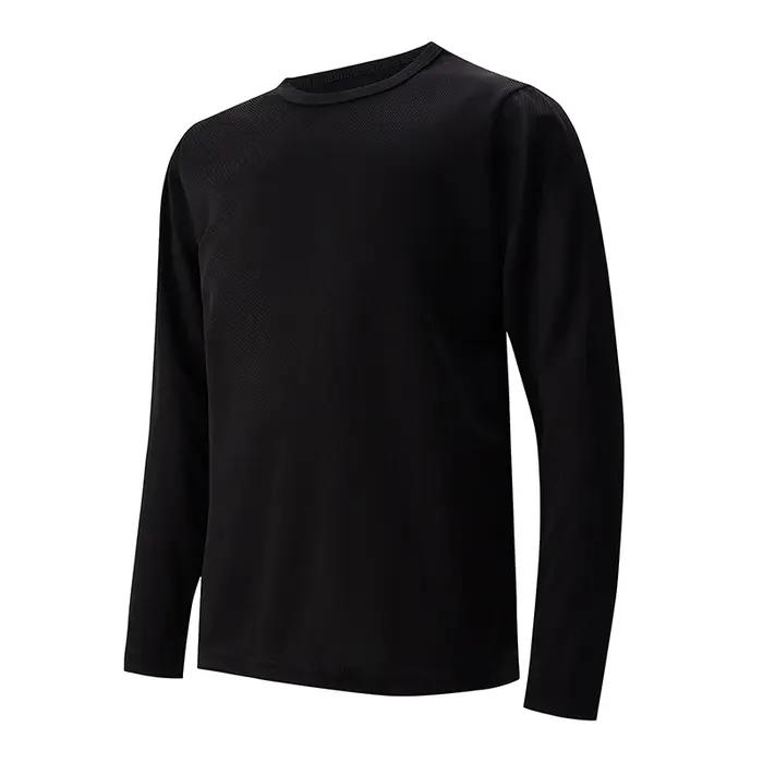 T-shirt à manches longues et col rond pour enfants, couleur unie, sport, séchage rapide, pour garçon