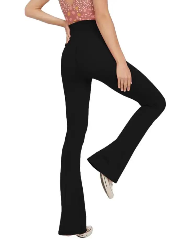 Leggings évasés croisés femme Yoga contrôle ventre taille haute jambes larges confortables