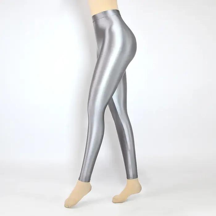 Pantalon satiné brillant XClocKNYoung taille haute - Leggings fitness yoga très élastiques et confortables