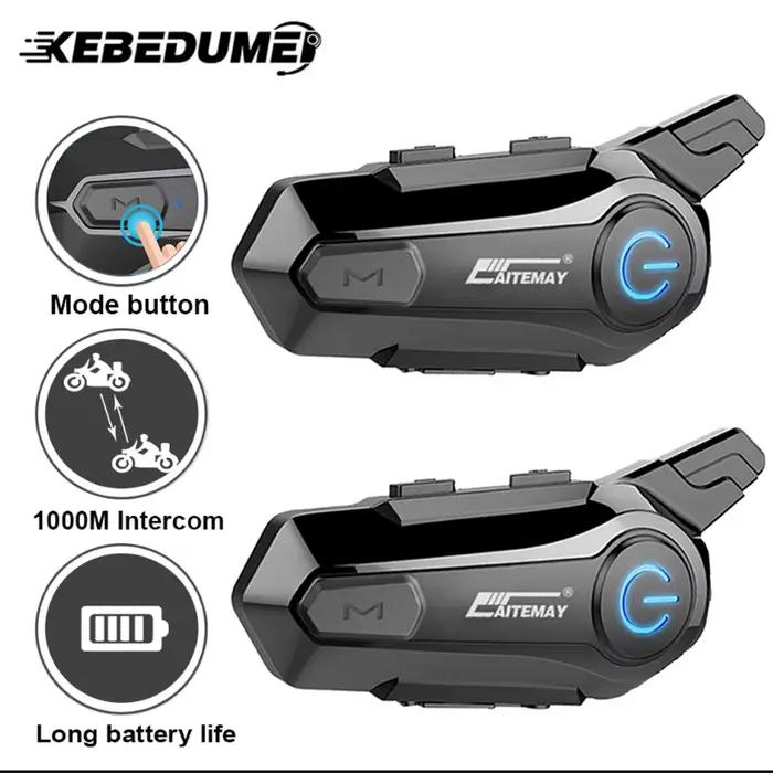 Interphone Bluetooth pour casque de Moto, casque d'écoute pour 2 motocyclistes, Interphone sans fil,