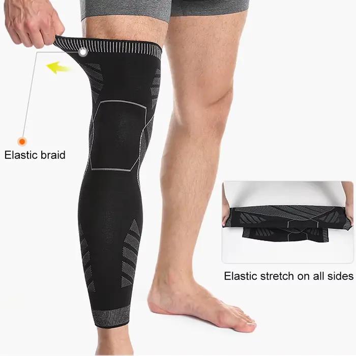 Manchon de Compression de jambe complète, 1 pièce, genouillère de soutien, protecteur pour haltéroph