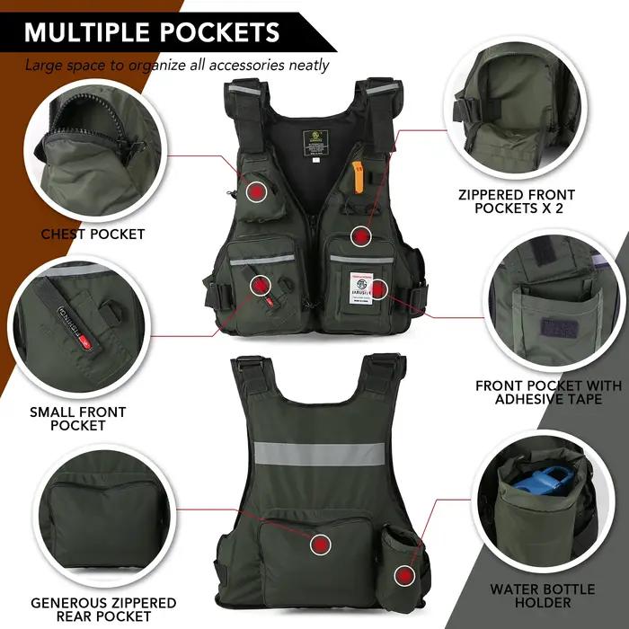 Gilet de sauvetage professionnel pour hommes, combinaison de flottabilité, gilets de pêche portables