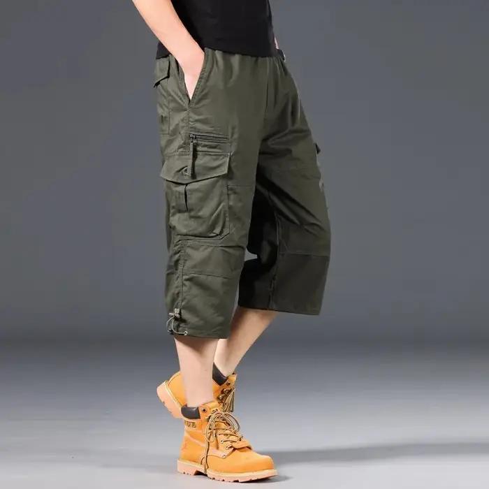Short Cargo d'été pour hommes, ample, décontracté, sous le genou, taille élastique, grande taille, J
