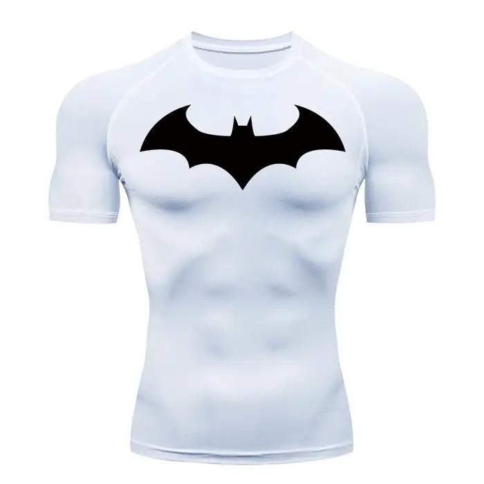 Chemises de Compression graphiques chauve-souris pour hommes, manches courtes, protection contre les