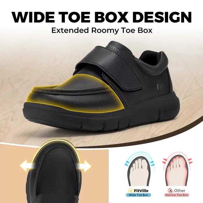 FitVille-Chaussures en cuir à coupe large pour hommes, chaussures de marche pour diabétiques, chauss