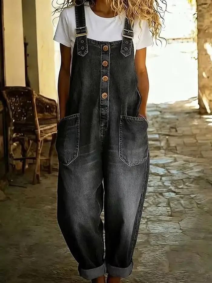 Nouvelles combinaisons vintage sans manches pour femmes, décontractées, amples, unies, patchwork, po