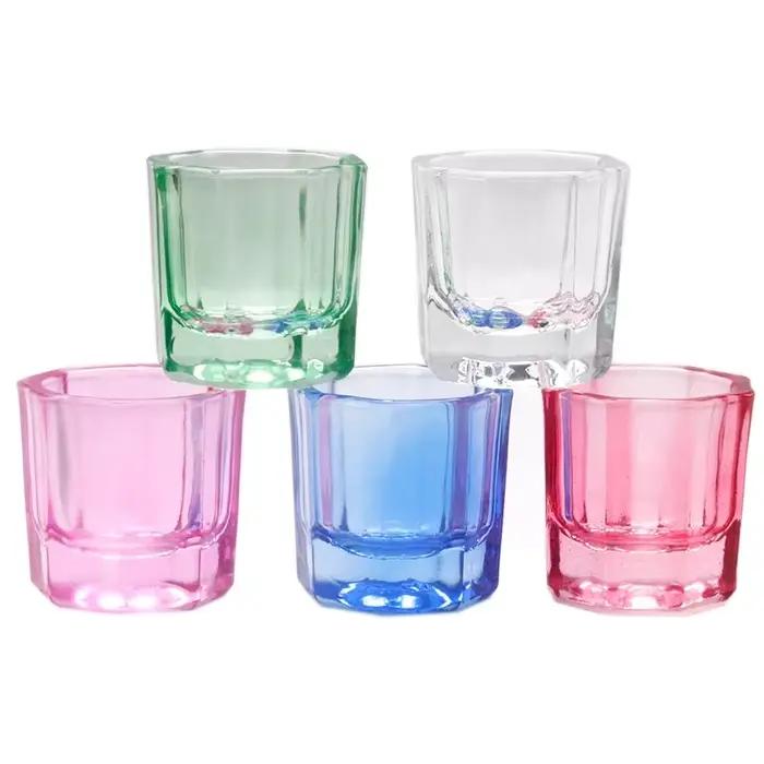 Plat Dappen en poudre acrylique en verre de cristal, tasse à ongles, bol de brosse de lavage, outils