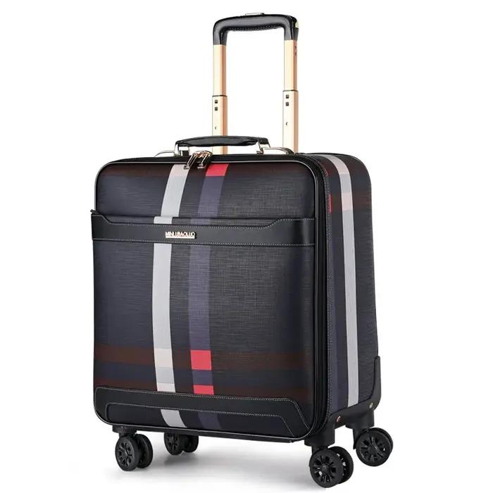 Valise Trolley à Roulettes Étanche, Bagage à Main Portable, Cuir de Haute Qualité, Bagages Légers, E