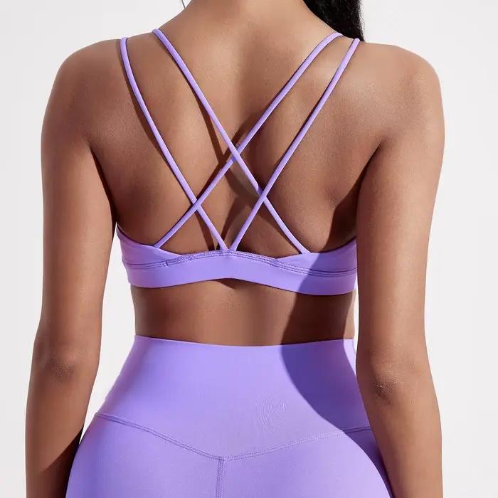 Soutien-gorge de sport résistant aux chocs pour femme, haut de fitness, doux et serré, entraînement