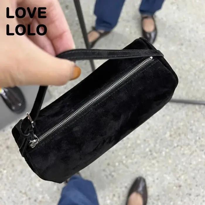 2025 nouveau luxe 90s porte-stylo sac véritable peau de vache souple et daim Mini sac à bandoulière