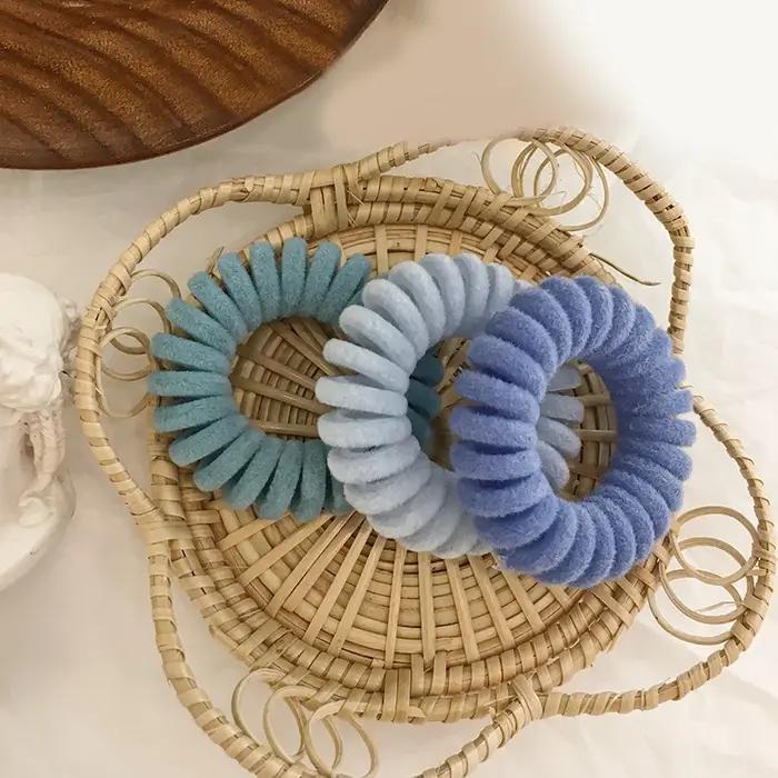 Bandes de cheveux élastiques tricotées en fil de téléphone pour filles et femmes élégantes, accessoires de cheveux, vêtements de sauna, attaches en forme de spirale