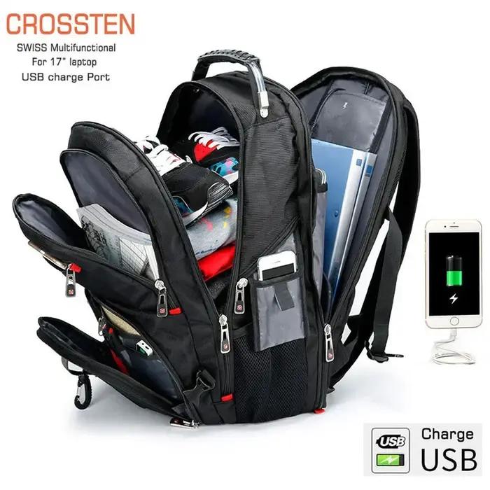 Sac à dos pour ordinateur portable de 17 pouces, multifonctionnel, durable, avec port de charge USB,