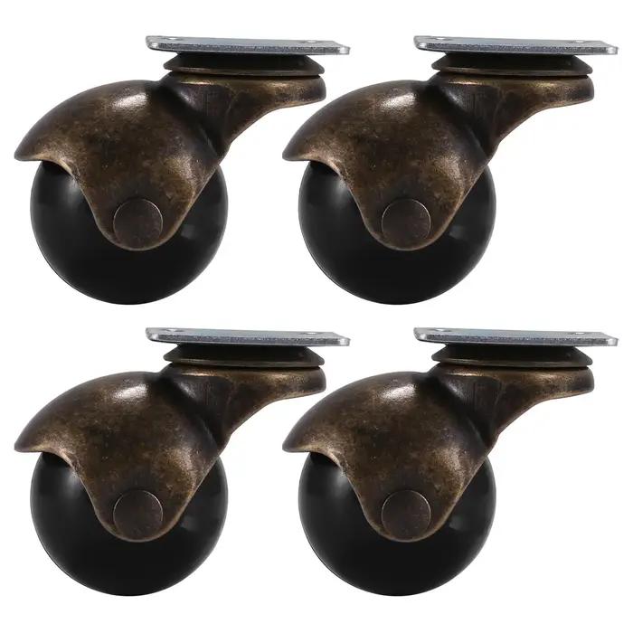 Roulettes à billes à capuchon, plaque supérieure à percussion, bronze antique, 1.5 po, sans frein, l