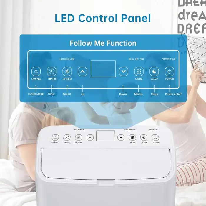 Climatiseur portable 14,000 BaryPortable avec télécommande, blanc pour les pièces jusqu'à 430 Sq. Fé