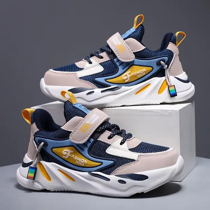 Baskets enfant chaussures de Sport pour garçons mode cuir enfants respirant maille confort chaussure