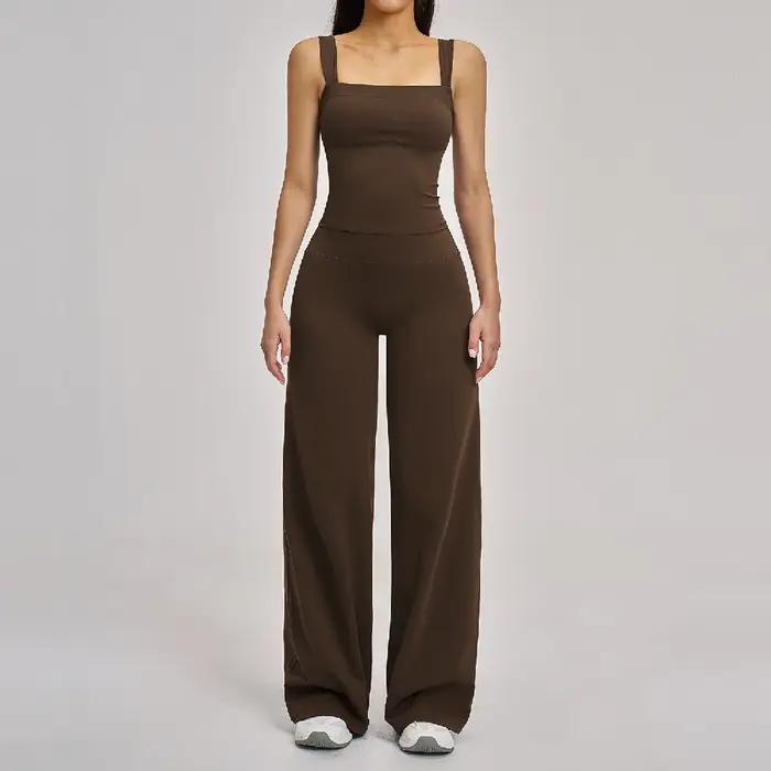 Ensemble de yoga 2 pièces pour femmes, ensemble de sport antichoc, veste de sport, pantalon évasé ta
