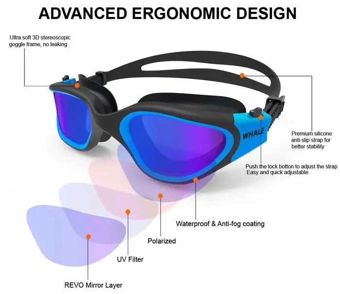 Lunettes de natation polarisées pour adultes, Anti-buée, Protection UV, lentille pour hommes et femm